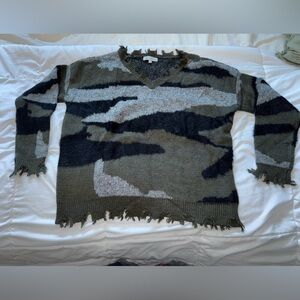 V-Neck Camouflage Sweater